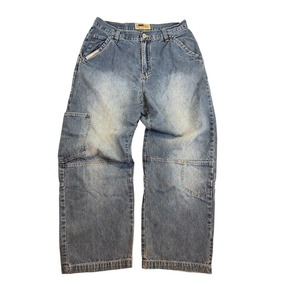 Southpole Baggy Carpenter Jeans 32x30 Y2K Wide Leg Double Knee Light Wash 90s